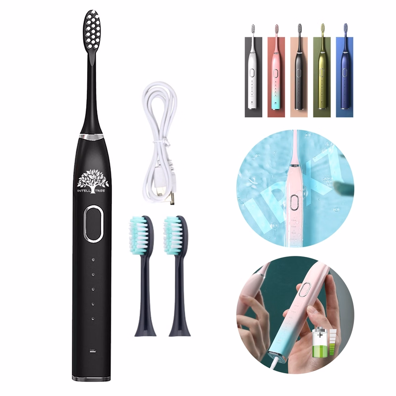 Sonic Electric Toothbrush Rechargeable With 3 Brush Heads