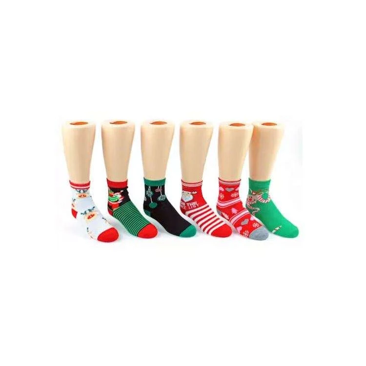 Kids' Crew Socks - Christmas Design Size 4-6 1