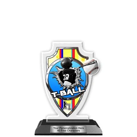 Acrylic Trophy: 6" Arrow Head, T-Ball Design, 3x5" 1