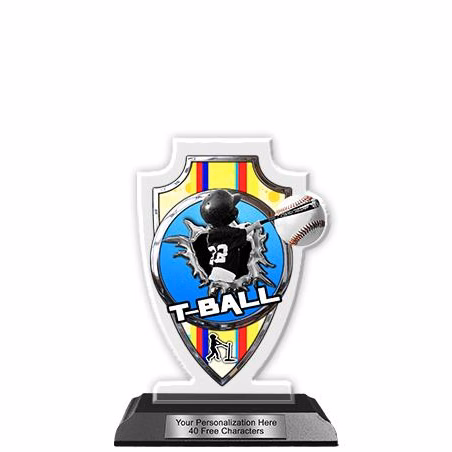 Acrylic Trophy: 6" Arrow Head, T-Ball Design, 3x5"