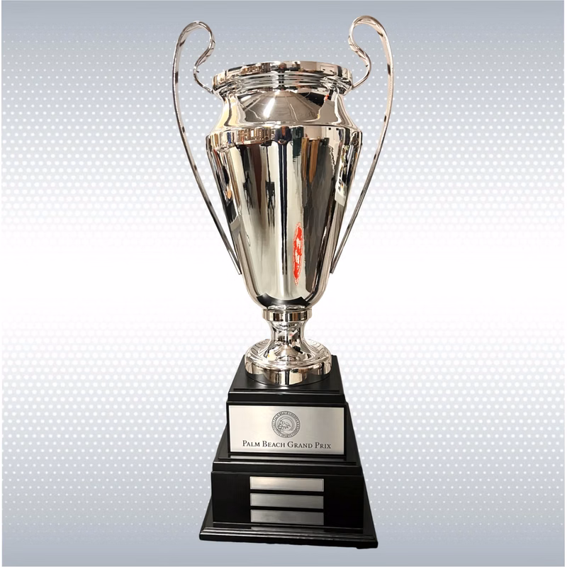 33" Metal Italian Cup Trophy W/ Ebony Wood Perpetual Base