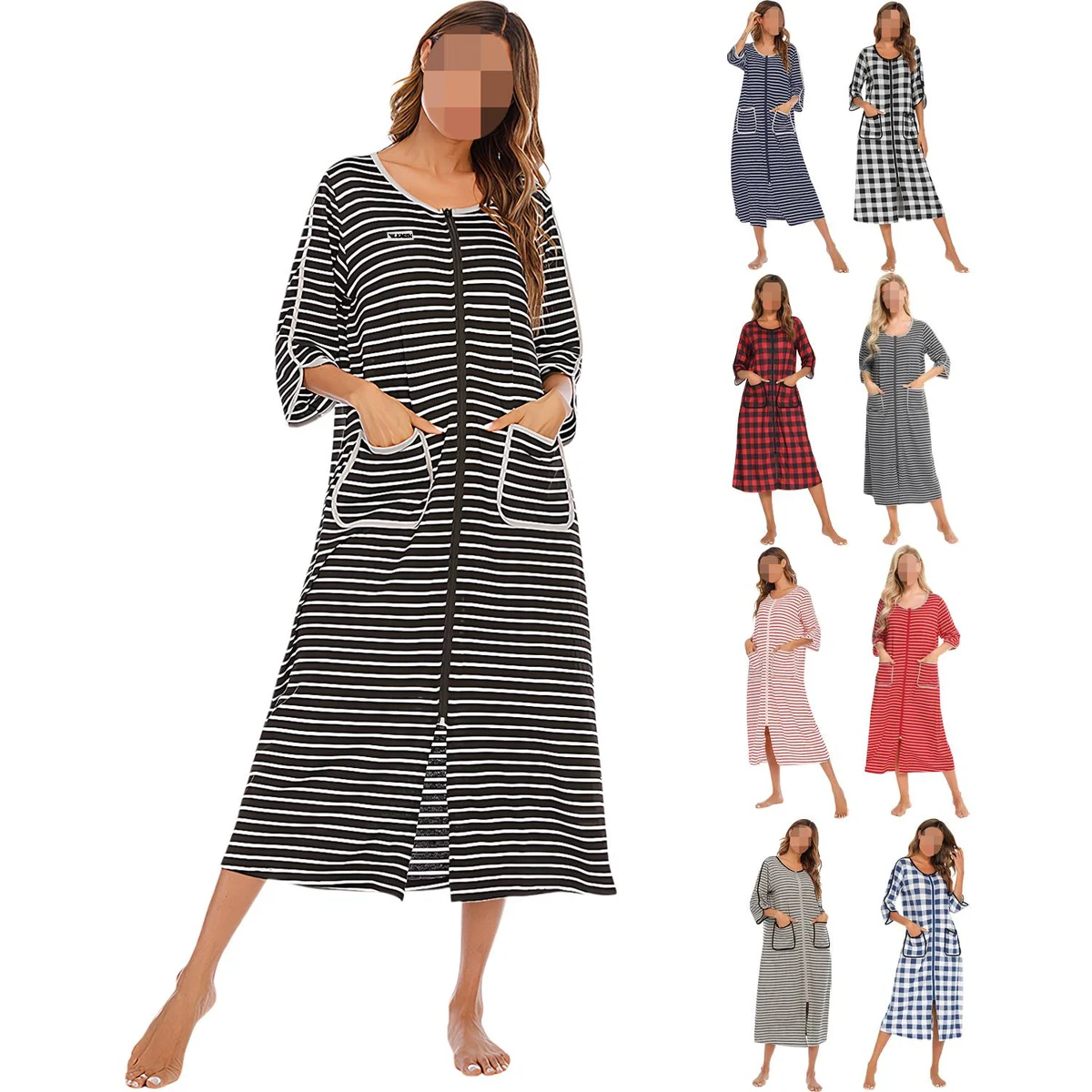 3/4 Sleeve Relaxed Striped Pajama 1