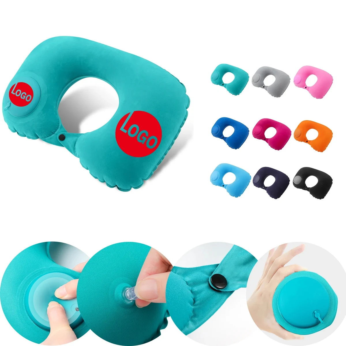 Custom Logo Self-Inflating U Pillow for Travel 1