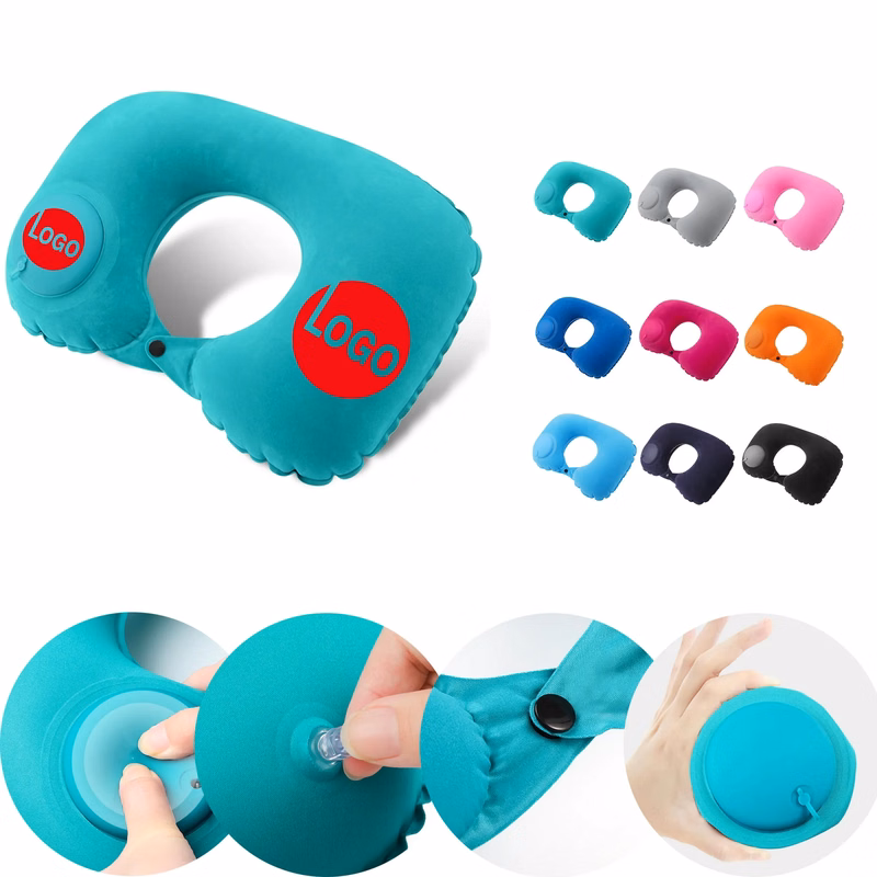 Custom Logo Self-Inflating U Pillow for Travel