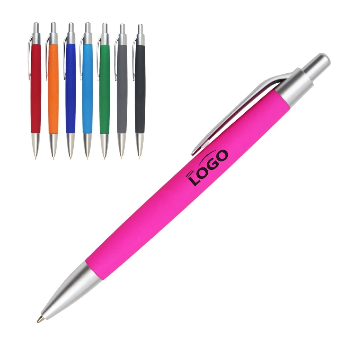 Printed Logo Glued Plastic Click-Action Pen For School 1