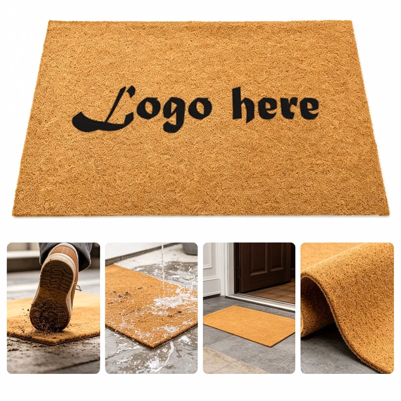 Coconut Brown Polyester Floor Carpet Mat