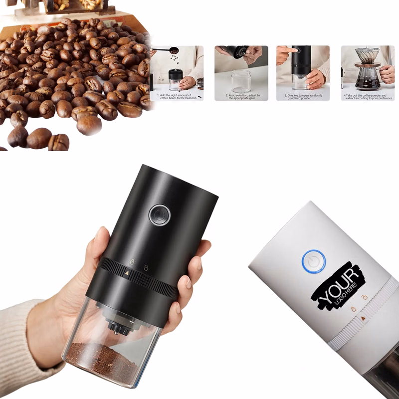 Portable Coffee Grinder Electric Milk Foam Maker Camping
