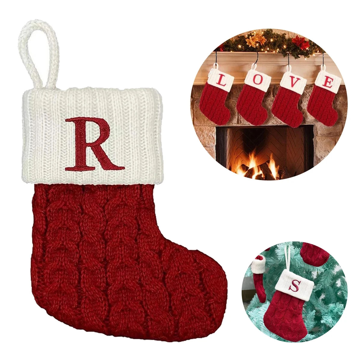 Mini Cotton Knitted Christmas Stocking 1
