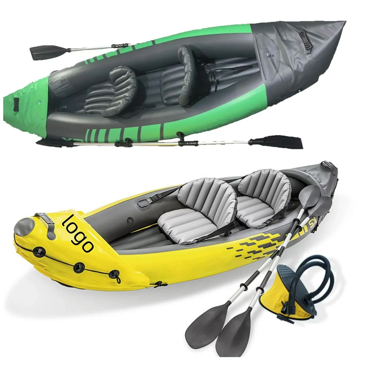 2 Man Inflatable Canoe & Kayak With Aluminum Oars 1