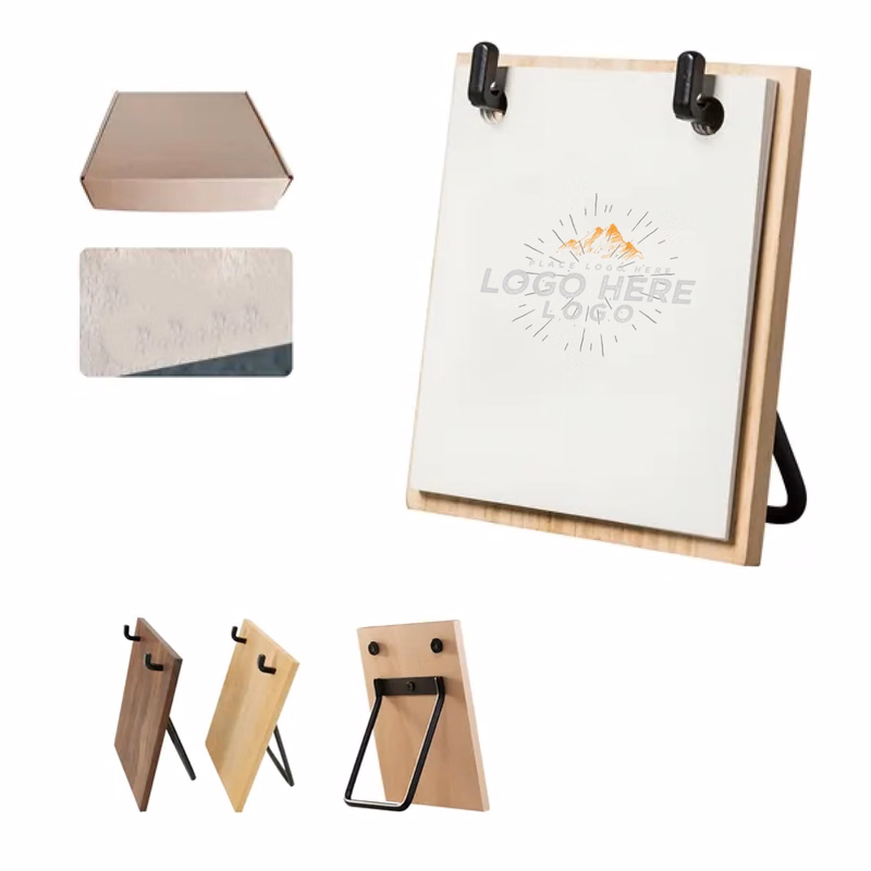 MOQ 500 Rustic 8x6.5 Inch Wooden Flip Calendar With Custom Printing
