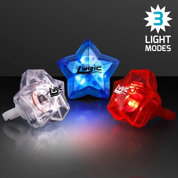 LED Assorted Red, White & Blue Star Bling Rings 1