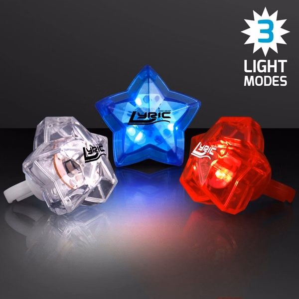 LED Assorted Red, White & Blue Star Bling Rings