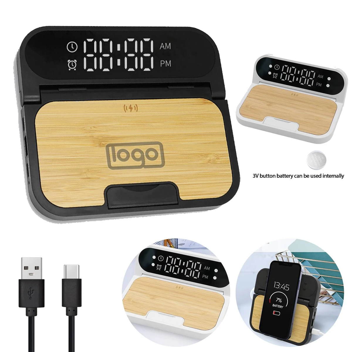 3 in 1 Wireless Charger Station with Digital Alarm Clock 1