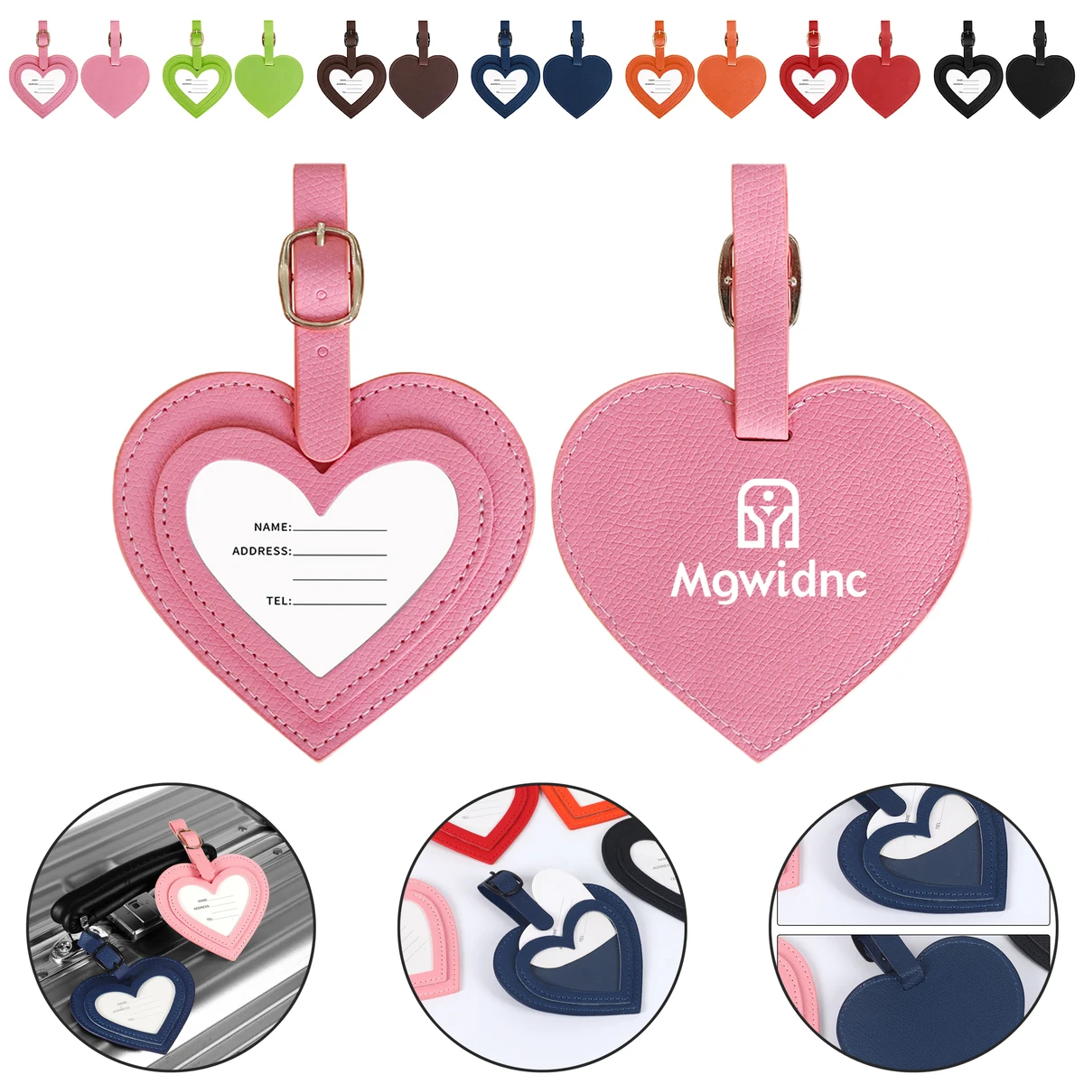 Heart-Shaped PU Luggage Tag - Durable 1
