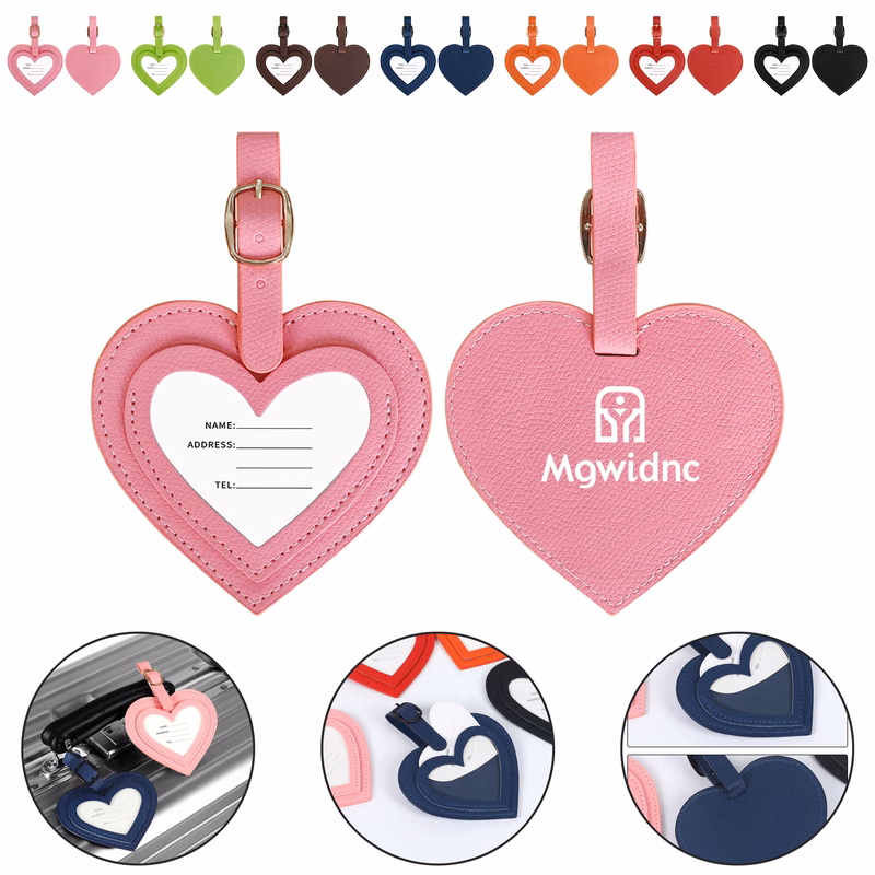 Heart-Shaped PU Luggage Tag - Durable