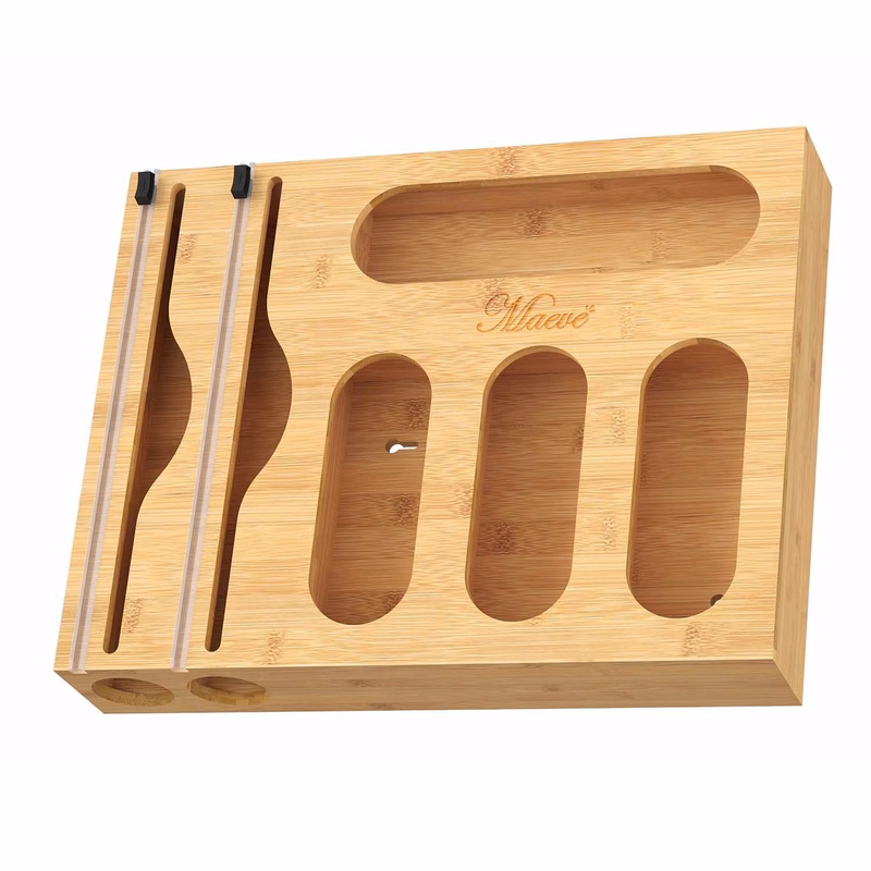 6-in-1 Bamboo Storage Bag Organizer w/ Foil Dispenser