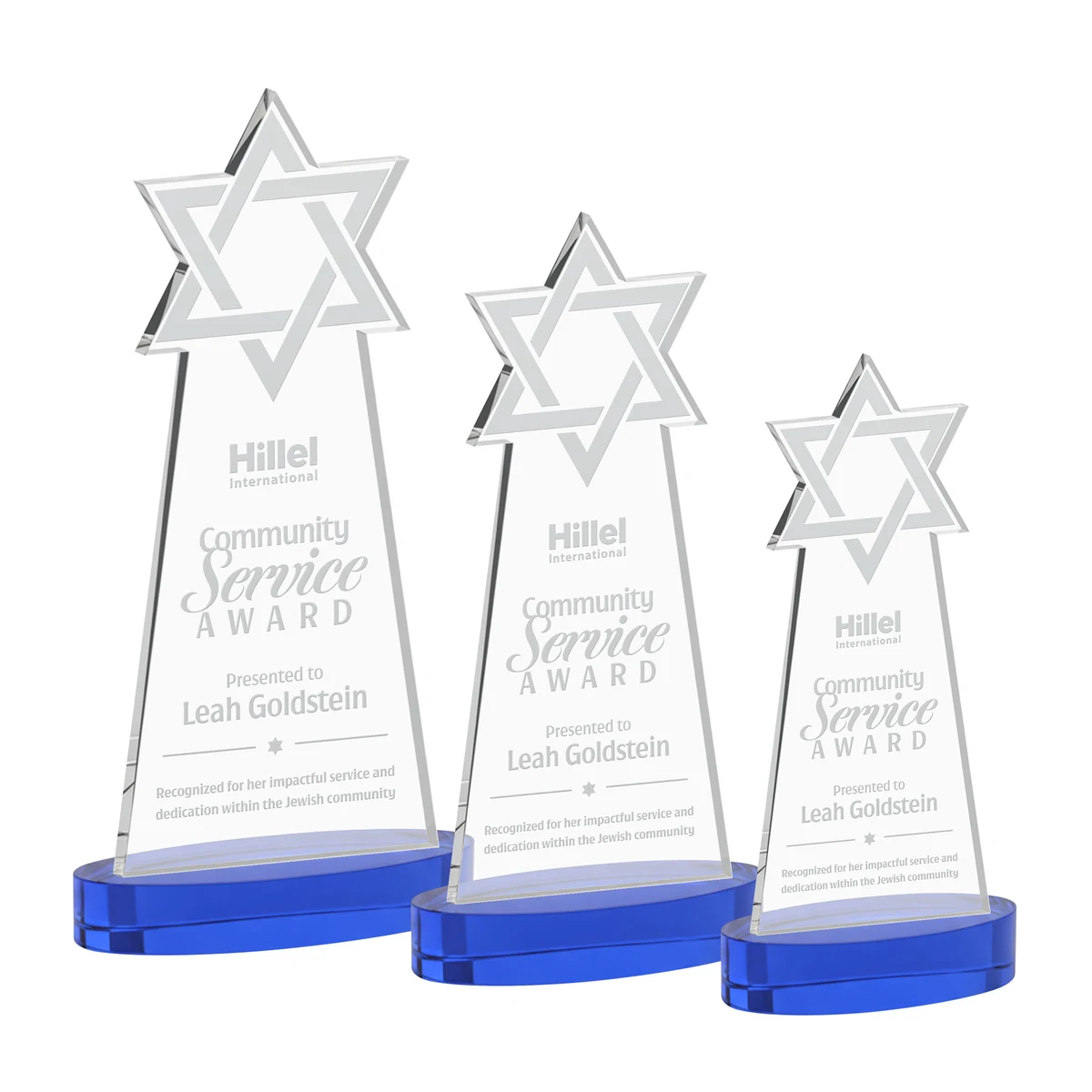 Star of David Award on Alberton Base - Blue 1