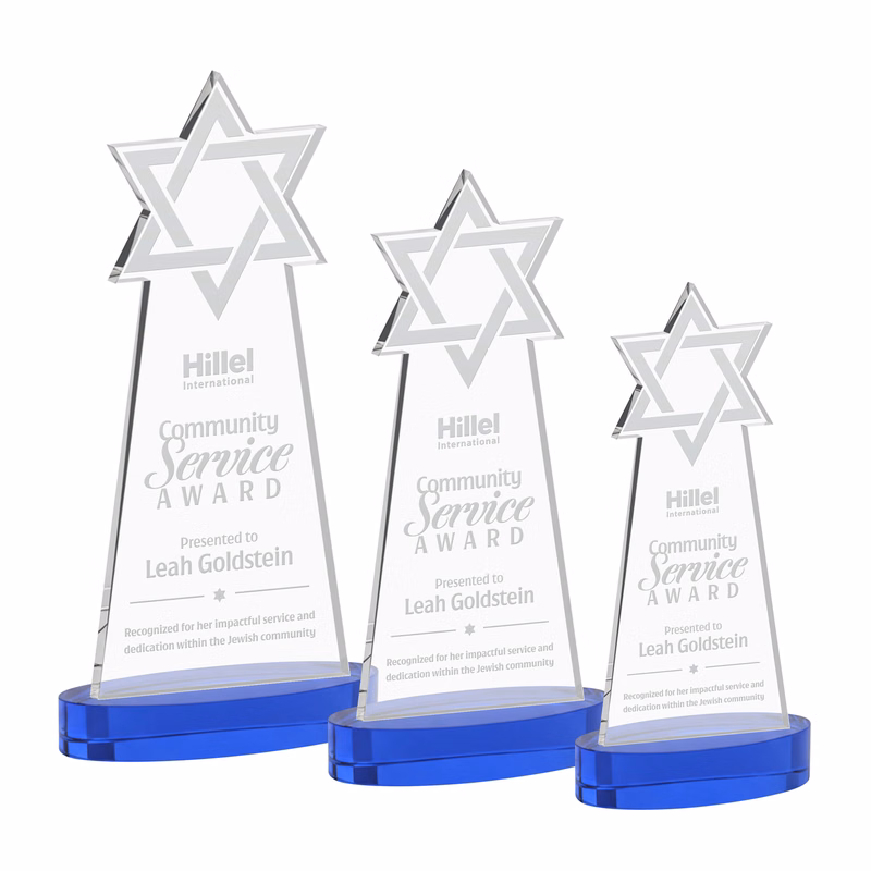 Star of David Award on Alberton Base - Blue