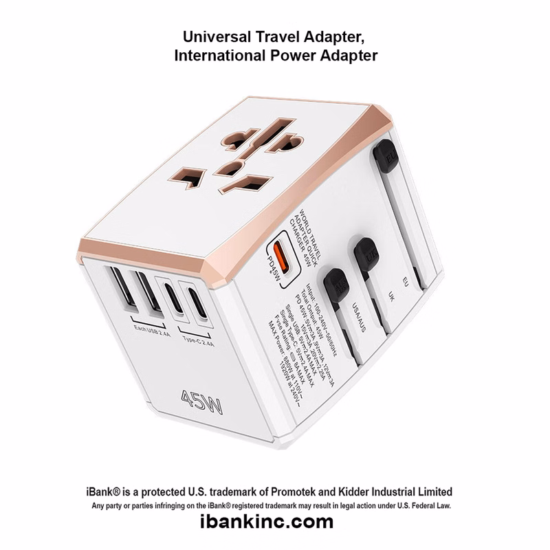 iBank ® 5 in 1 Universal Travel Adapter, International Power Adapter