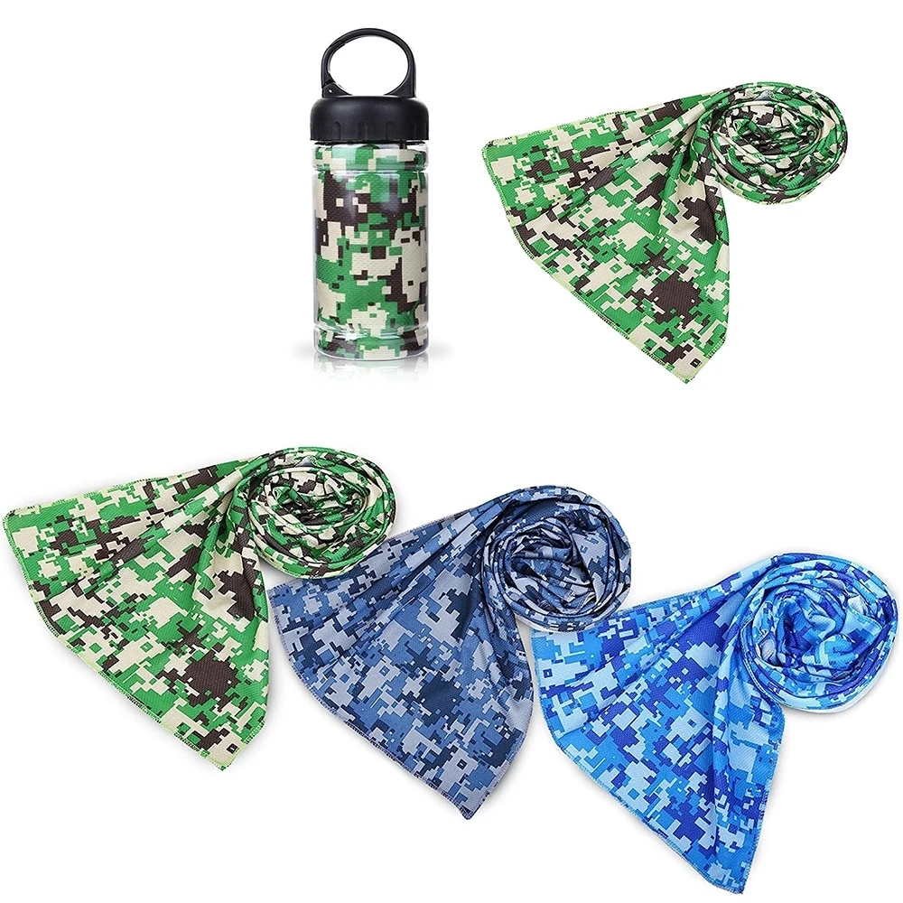 Camouflage cooling towel with CARABINER CASE 1