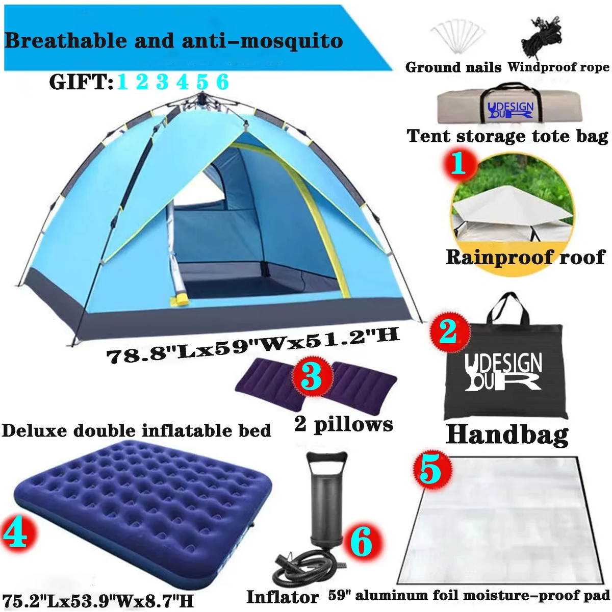 Portable Automatic Outdoor Double Camping Tent 1