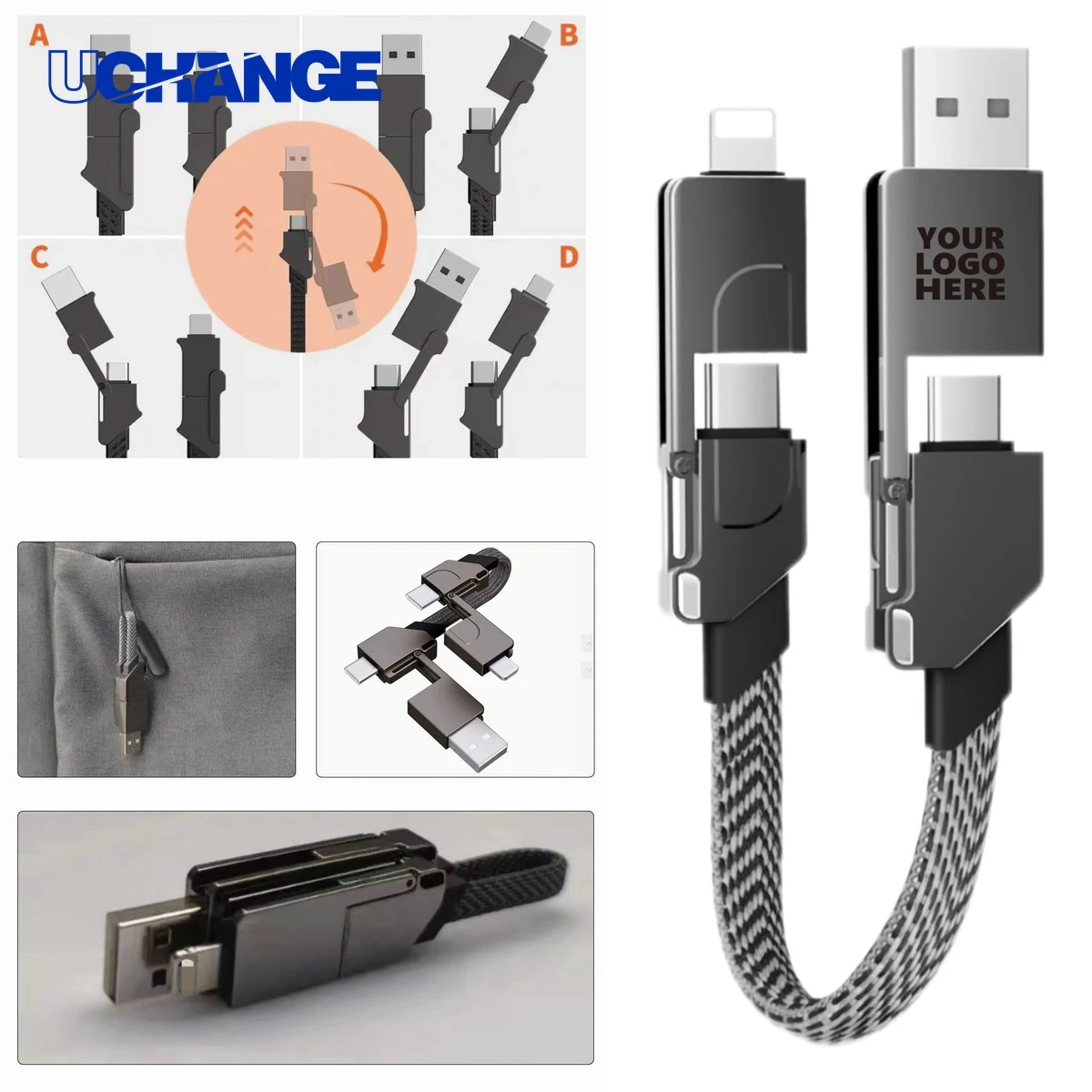Sixty Watt Six Function Integrated Charging Cable 1