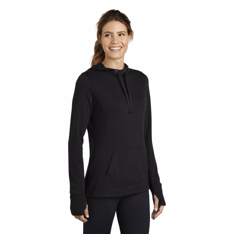 Sport-Tek Women's PosiCharge Tri-Blend Wicking Fleece Hooded Pullover.