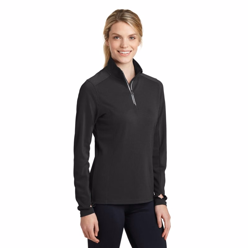 Sport-Tek Women's Sport-Wick Textured 1/4-Zip Pullover.