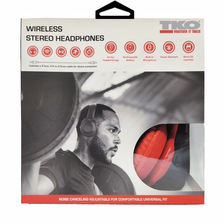 Wireless Stereo Headphones - Foldable Red