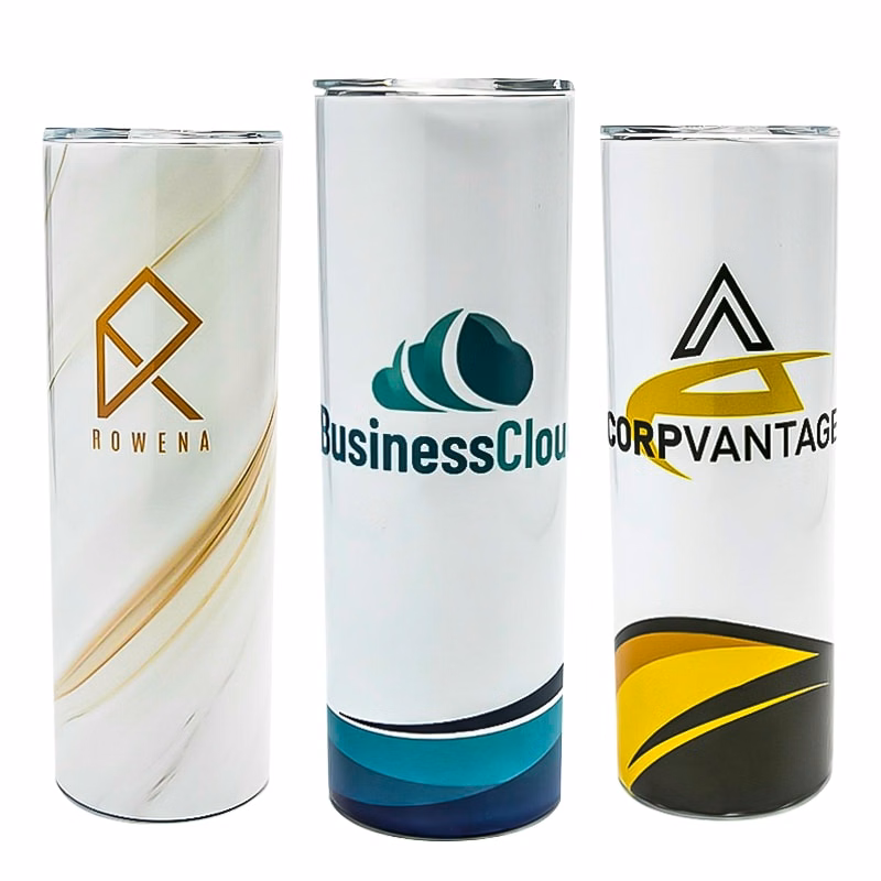 20 Oz. Custom Printed Skinny Stainless Steel Tumblers