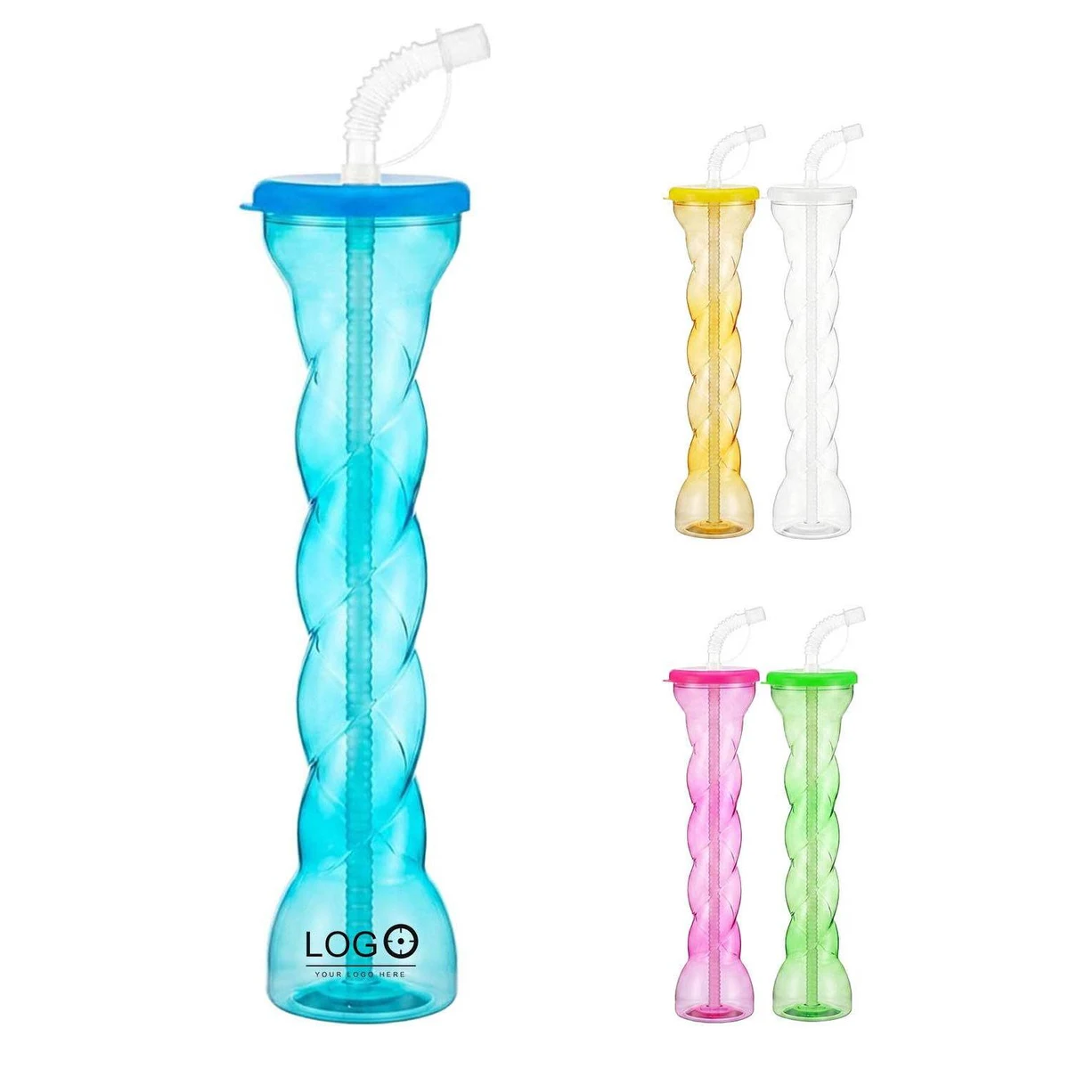17 oz Party Yard Glass with Straw 1