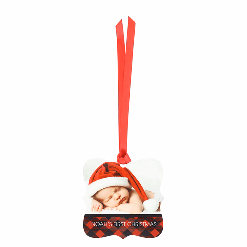 Plaid Prague Square Metal Ornament