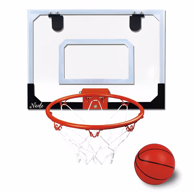 Wall-Mounted Clear Basketball Hoop W/ Ball