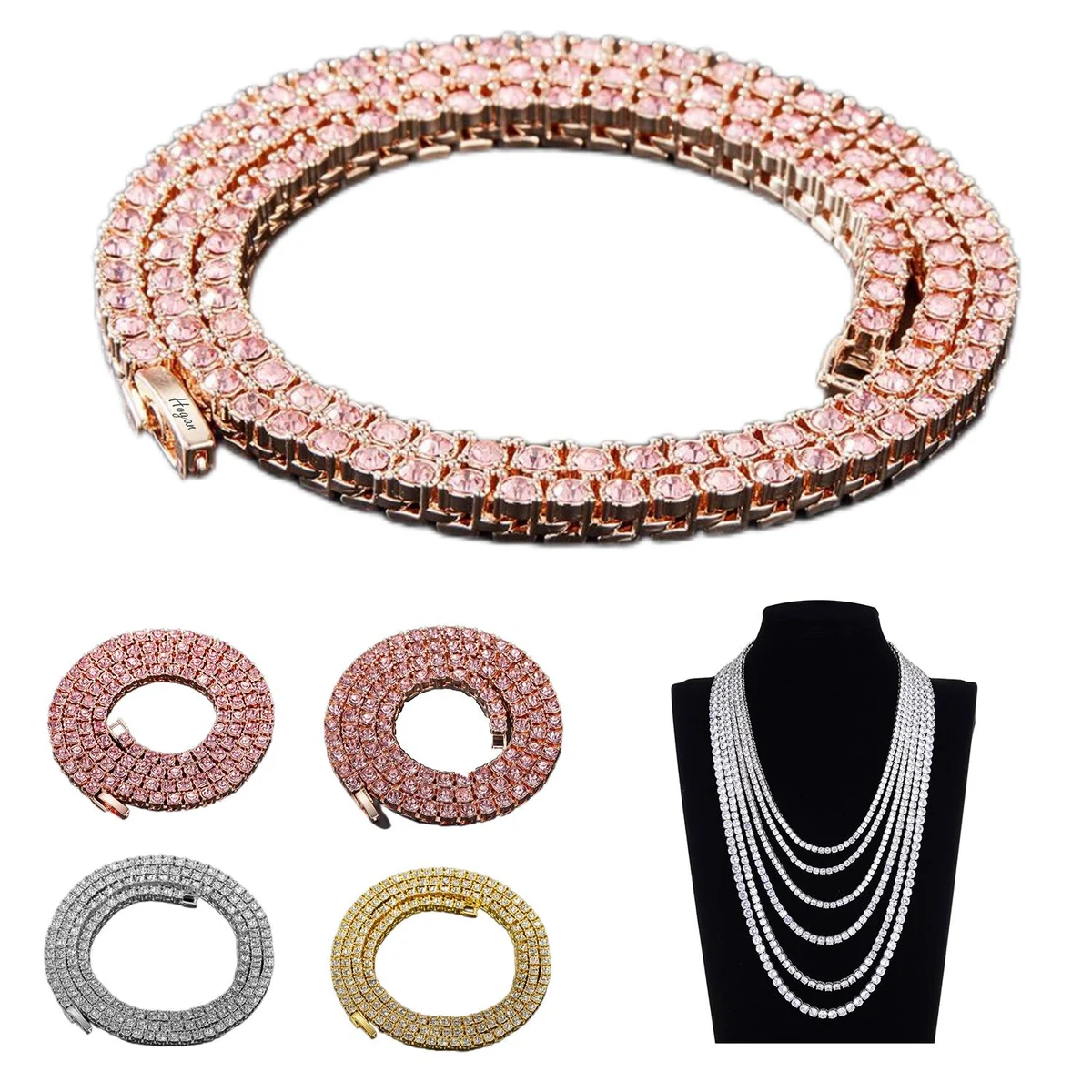 Alloy Rhinestones Row Tennis Chain 1