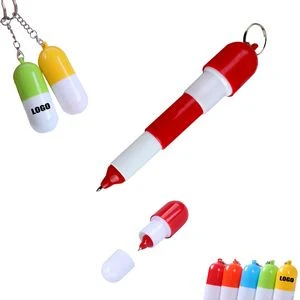 Capsule Shaped Pen With Keychain 1
