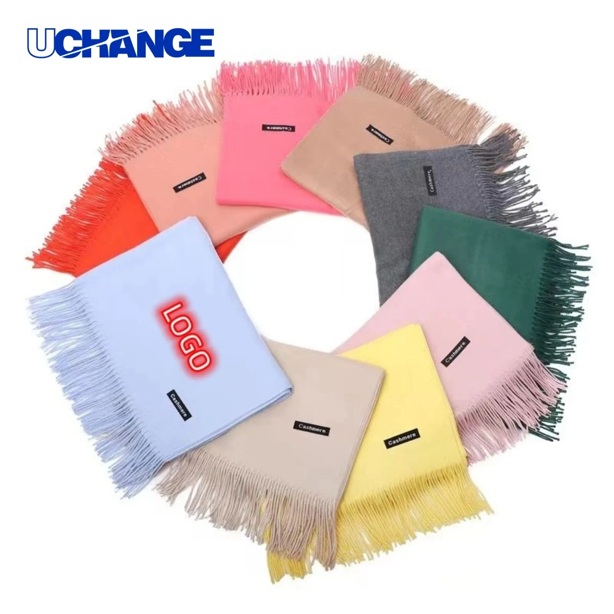 Oversize Cashmere Pashmina Scarf with Fringes 1