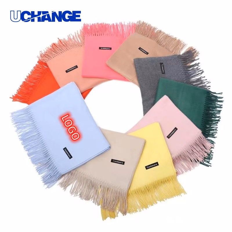 Oversize Cashmere Pashmina Scarf with Fringes