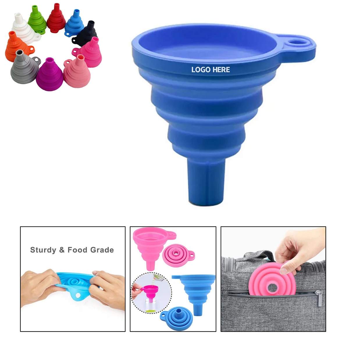 Foldable Silicone Kitchen Funnel Collapsible 1