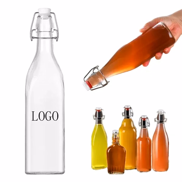 Custom Clear Glass Beverage Bottle with Snap Lid — Corporate Gifting & Hospitality