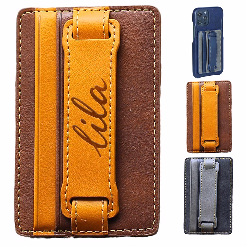 3 in 1 Adhesive PU Leather Phone Stand Card Holder