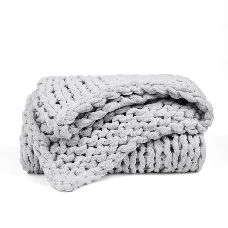 Chunky Knit Throw Blanket - Acrylic Dark Gray 47" x 59" 1