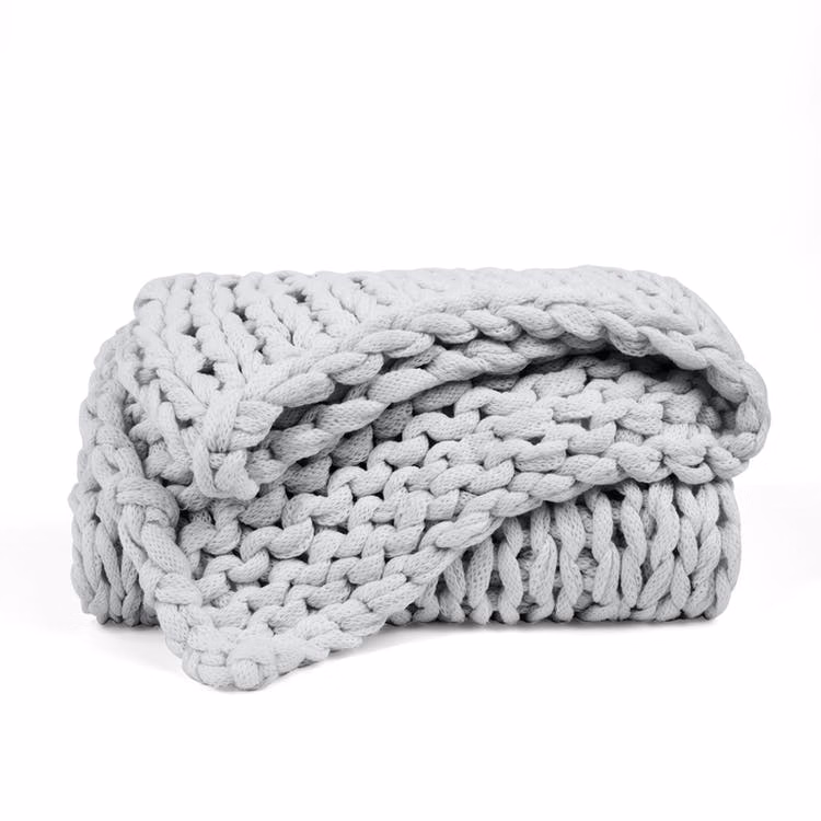 Chunky Knit Throw Blanket - Acrylic Dark Gray 47" x 59"