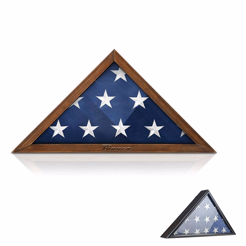 Wooden Triangular Flag Display Box