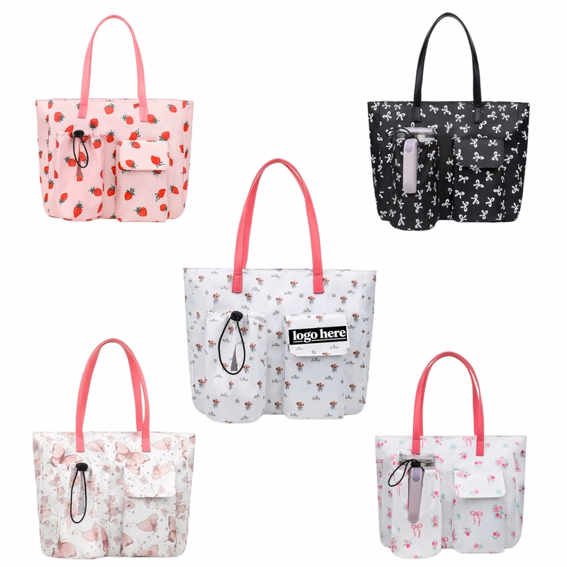MOQ 10pcs Waterproof Beach Tote Pool Bags With Pocket