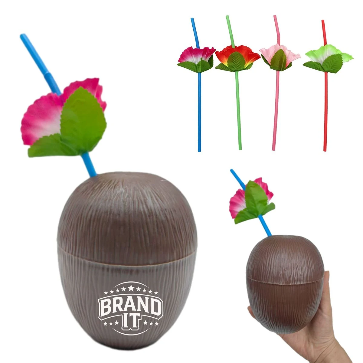 16oz Hawaiian Coconut Cup w/Straw 1