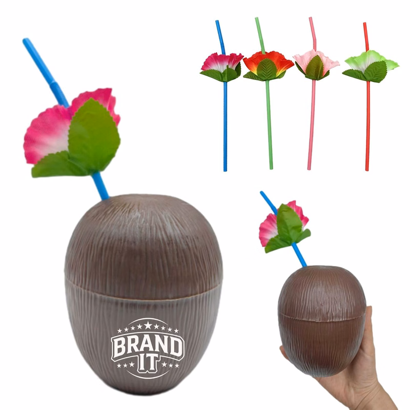 16oz Hawaiian Coconut Cup w/Straw