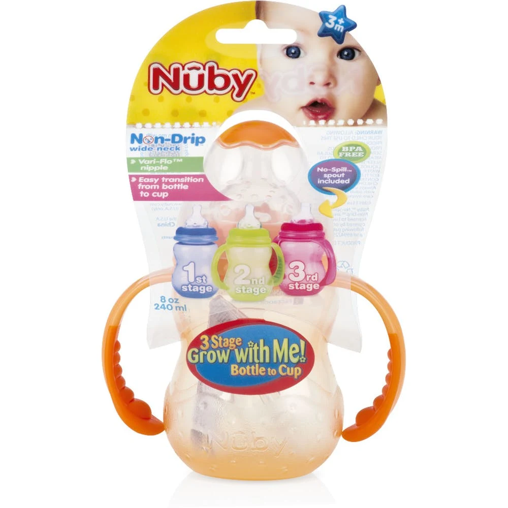 Nuby 3-Stage Baby Bottle Sipper Cups - Non-Drip 8 oz 1