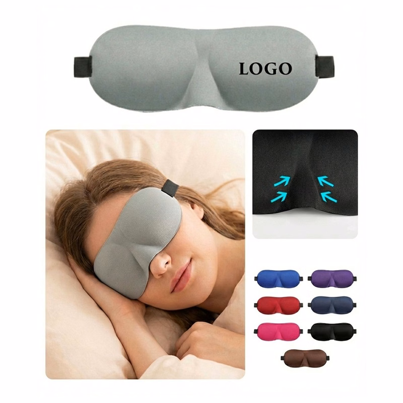 Customizable 9" 3D Contoured Sleep Eye Mask for Travel