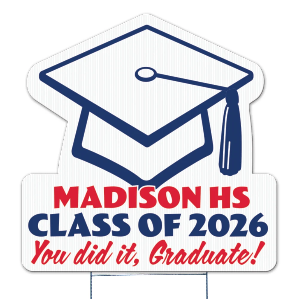 Graduation Cap Yard Sign, Screen Printed 1