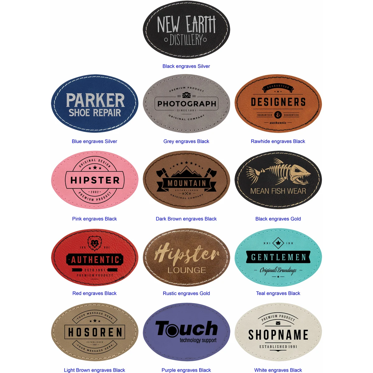 3 1/2" x 2 1/2" Oval Leatherette Patch with Adhesive 1